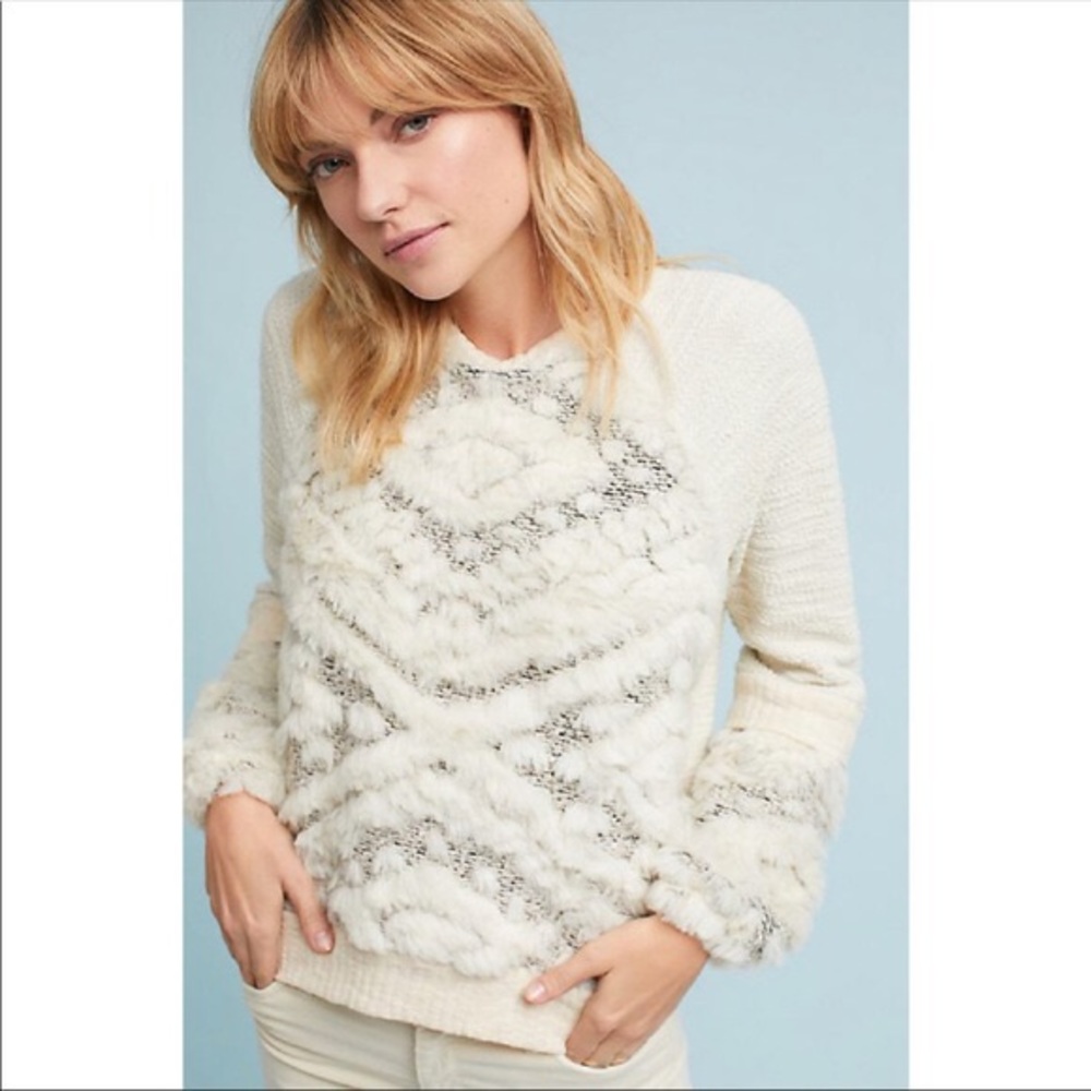 anthropologie • amadi calista faux fur sweater • s